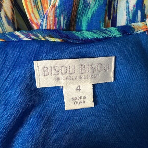 Bisou Bisou Sleeveless Multicolor Lined Overlay Dress Size 4 - Picture 8 of 10